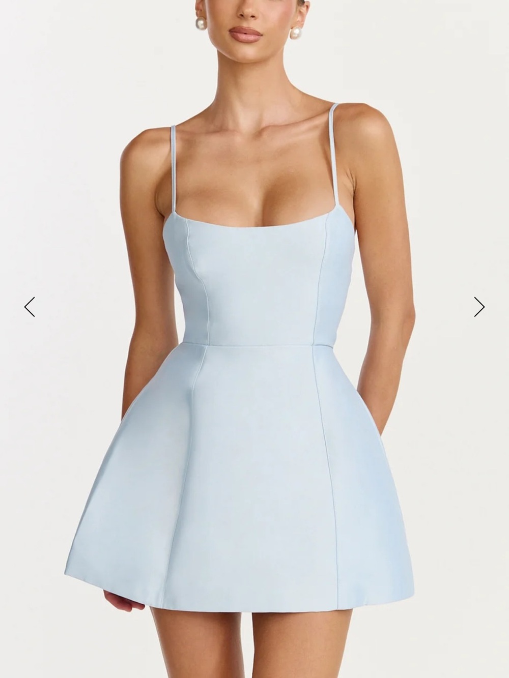 Showpo Pale Blue Spaghetti-Strap Fit-and-Flare Mini Dress